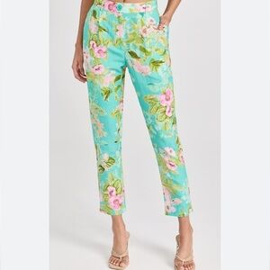 Hemant & Nandita Azra Linen Blend Pant NWT Women's XXL Teal Blue Green